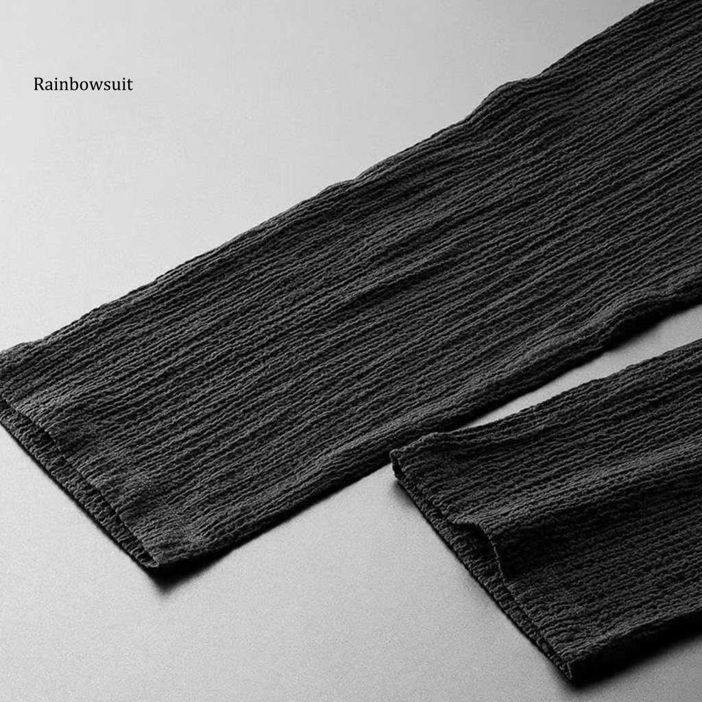 Bộ Trang Phục 2 Mảnh Gồm Áo Tay Ngắn Cổ Bẻ + Quần Dài Dây Rút Xếp Ly Co Giãn Thời Trang Cho Nam