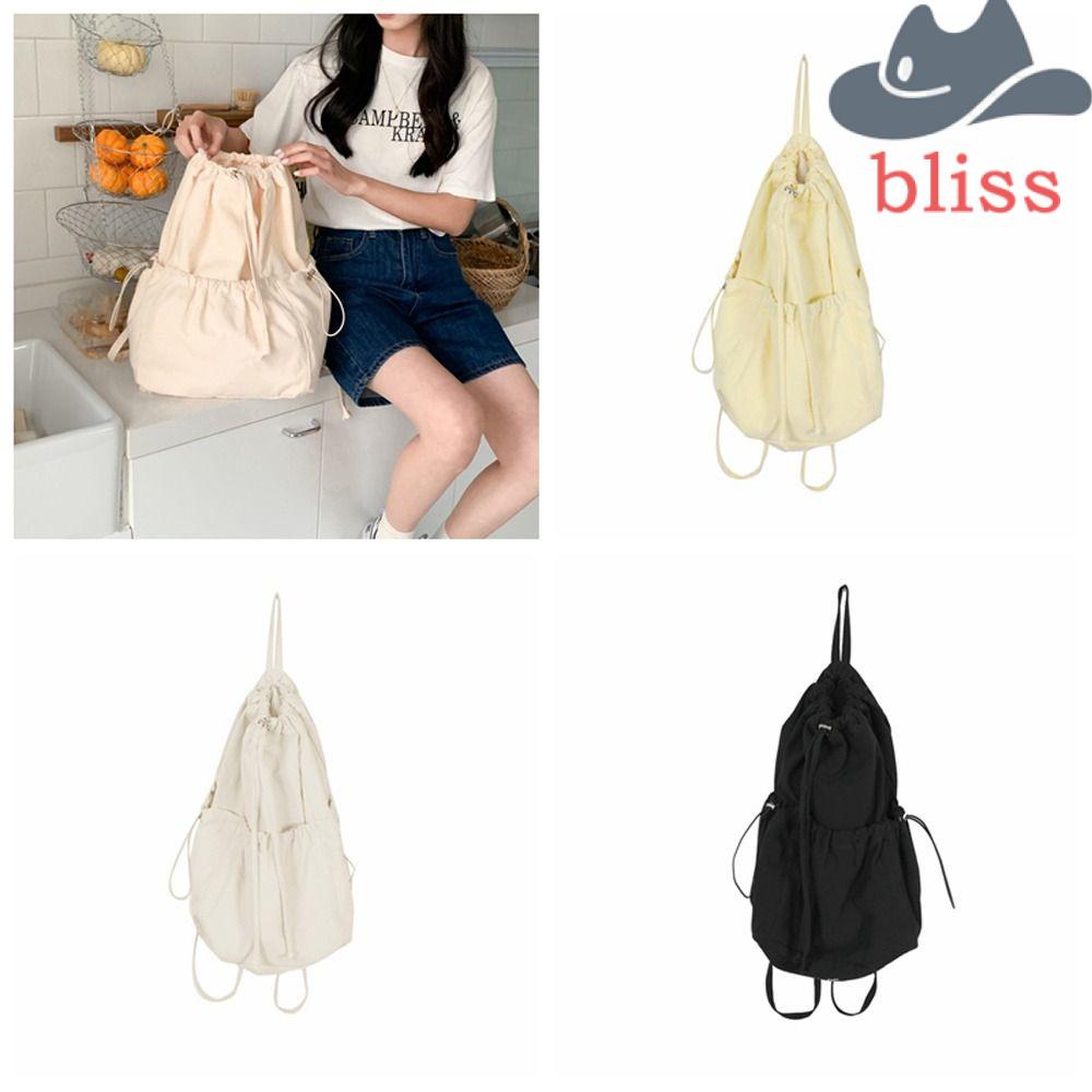 BLISS Ba Lô Dây Rút Bằng Nylon Sức Chứa Lớn Trọng Lượng Nhẹ Đơn Giản Cho Học Sinh