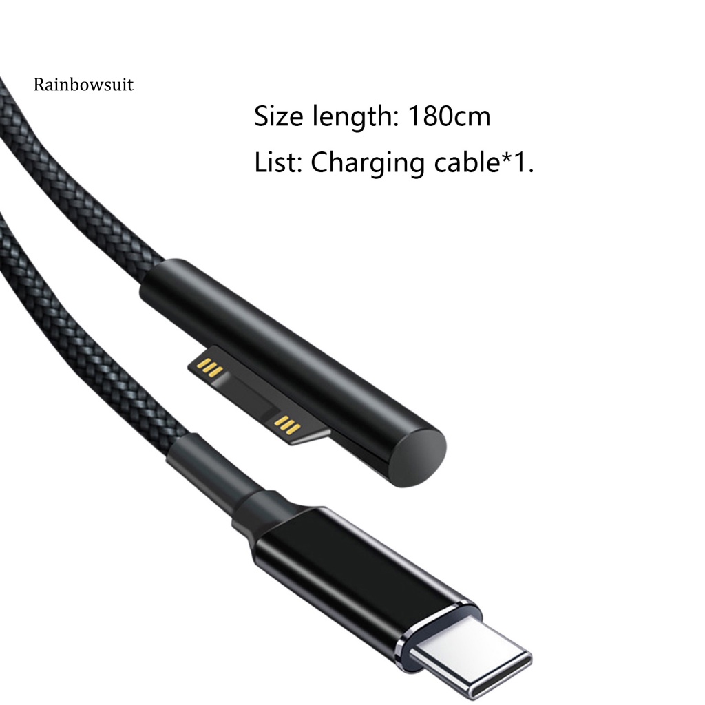 Dây Cáp Sạc Nhanh Loại C 18m 102W 15V 4A PD Cho Microsoft Surface Pro 6 / 5 / 3 / 4