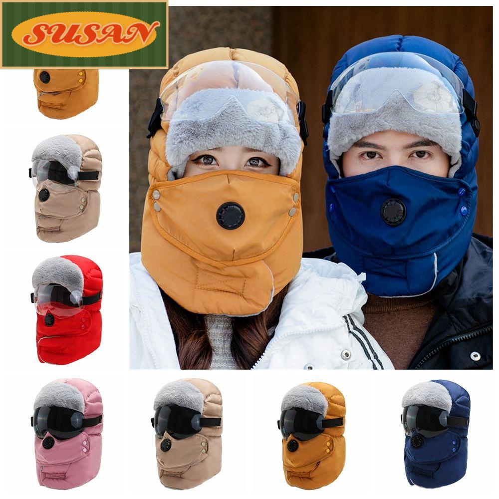 SUSANS Mũ Che Nắng Kèm Kính Mát Dày Giữ Ấm Dùng Trượt Tuyết Ngoài Trời