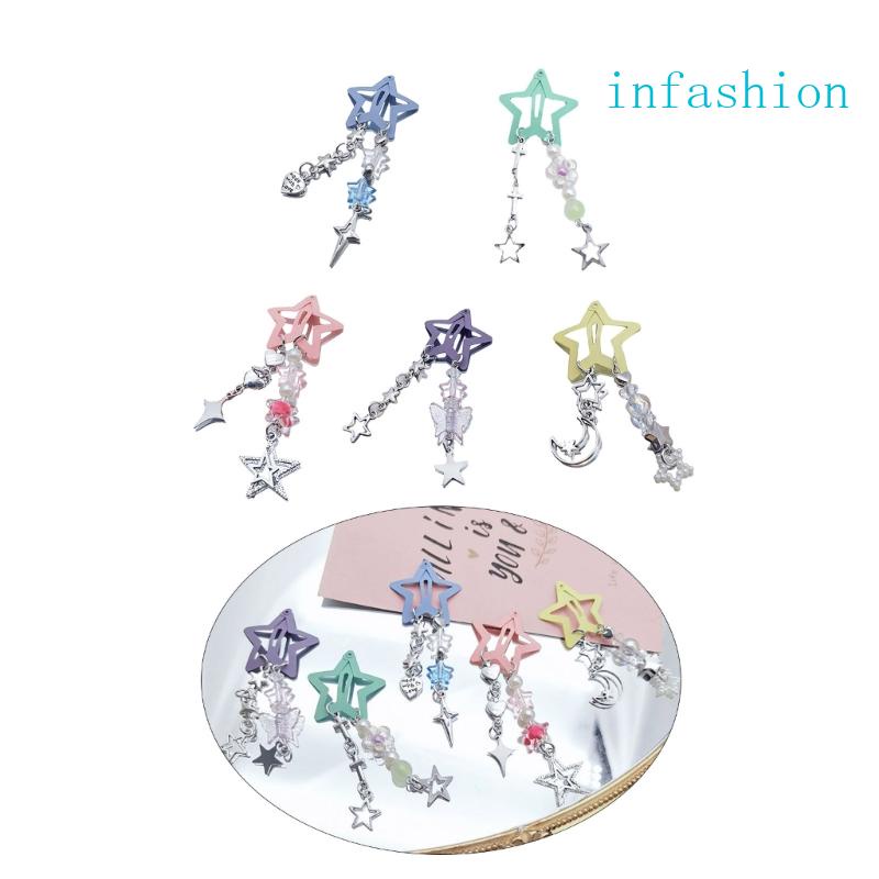 Kẹp Tóc Tua Rua Hình Ngôi Sao / Mặt Trăng Ngọt Ngào Thời Trang Cho Nữ