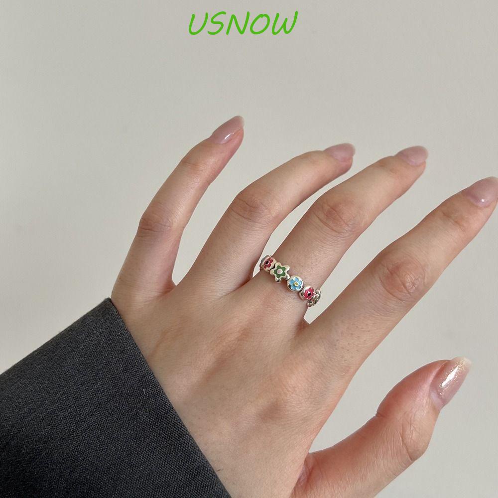 USNOW Khuyên Tai Vòng Hở Bằng Hợp Kim Đồng Trang Trí Hoa Khô Nhiều Màu Sắc Ngọt Ngào Cho Nữ