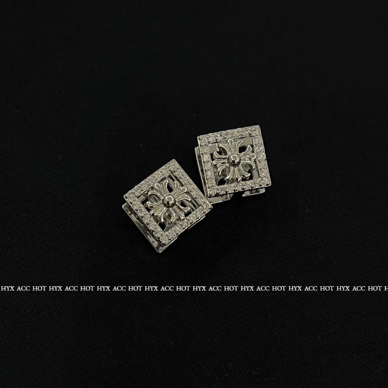 Bông Tai Dạng Vòng Hình Thánh Giá Đính Đá Zircon Lấp Lánh Unisex