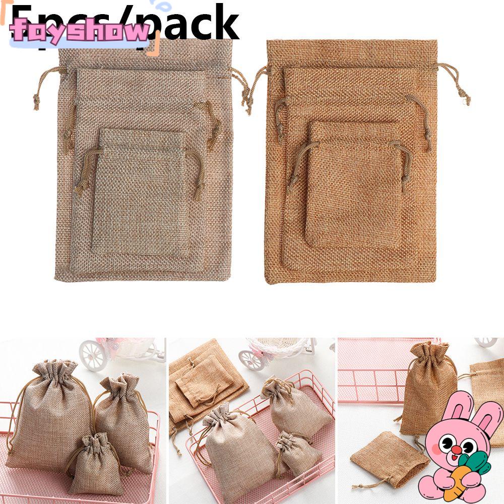 FAY Set 5 Túi Đựng Kẹo Bằng Sợi Đay Cotton Sắp Xếp Gọn Gàng Trang Trí Nhà