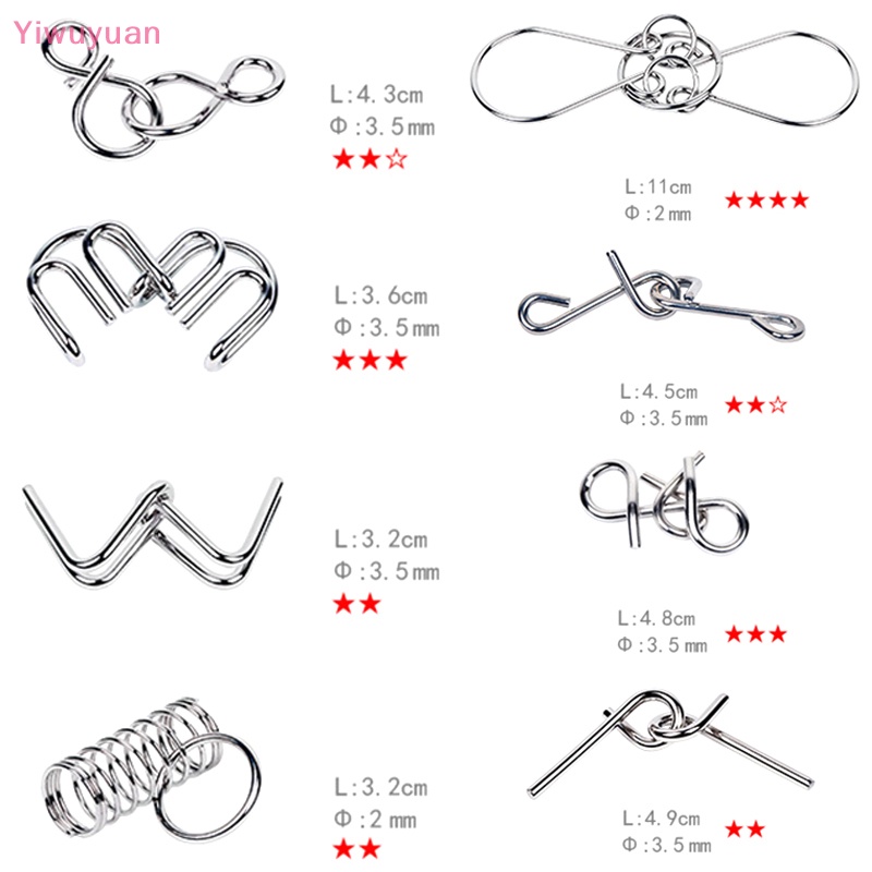 Bộ Đồ Chơi Xếp Hình Bằng Kim Loại 8 Chi Tiết Phát Triển Trí Tuệ IQ Mới