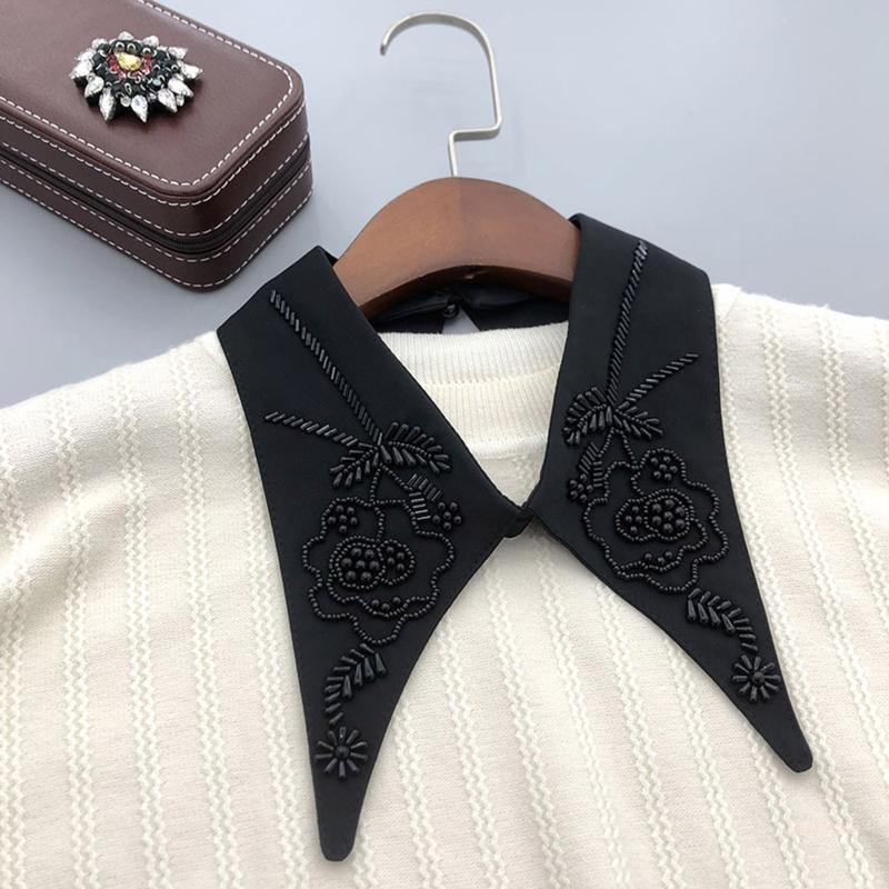 Cổ Áo Rời Thêu Hoa Đính Ngọc Trai Giả Thời Trang Cho Nữ