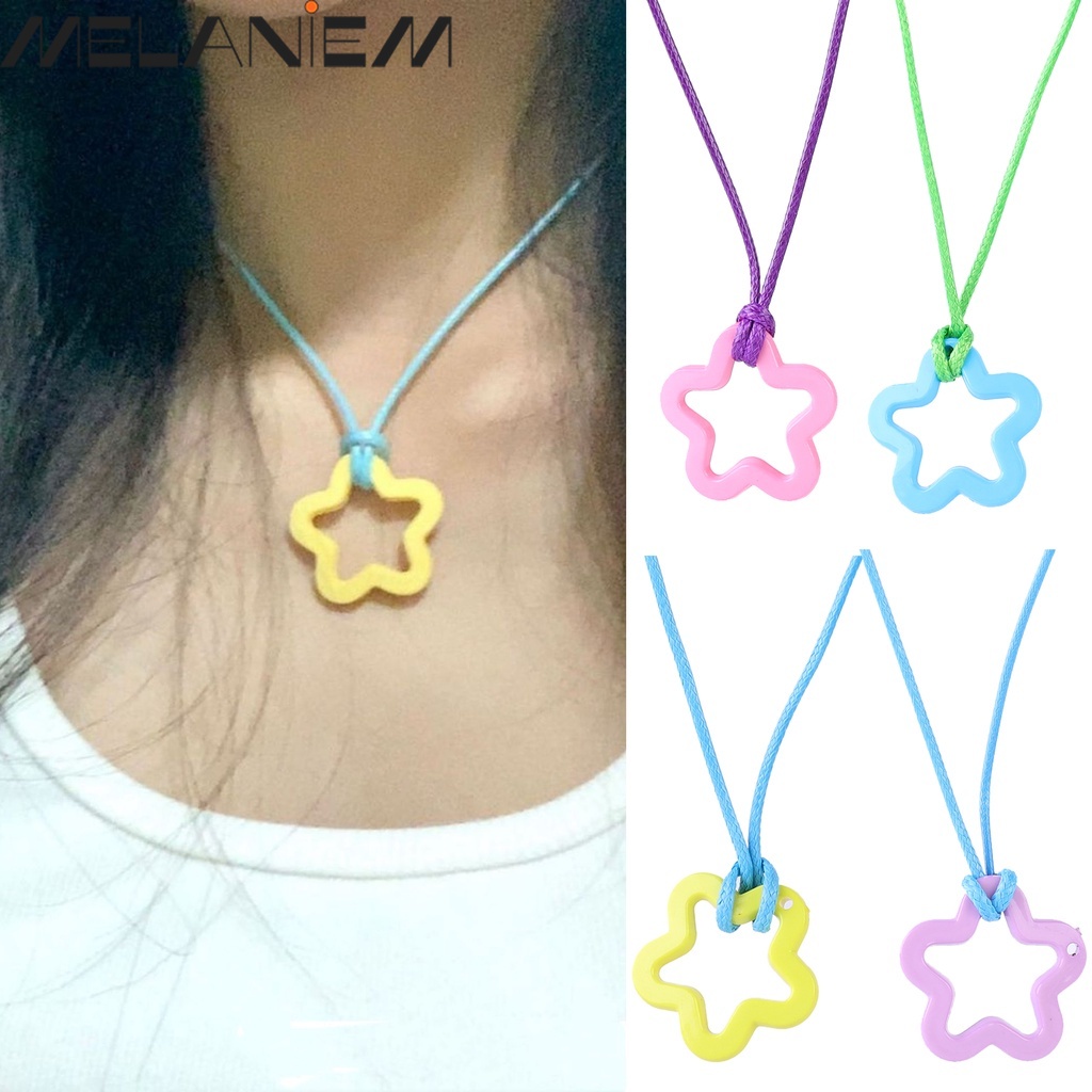 Y2k Vòng Cổ Choker Bằng Acrylic Mặt Hình Ngôi Sao / Bông Hoa Nhiều Màu Sắc Ngọt Ngào Cho Nữ