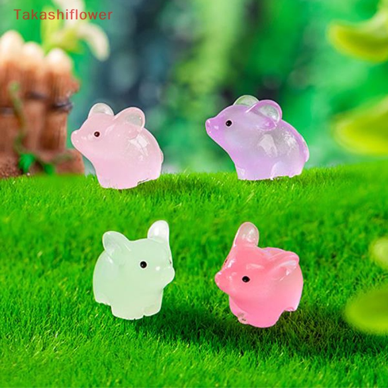 Set 5 Mô Hình Chú Heo Dạ Quang Mini Bằng Nhựa Resin Trang Trí Tiểu Cảnh / Xe Hơi