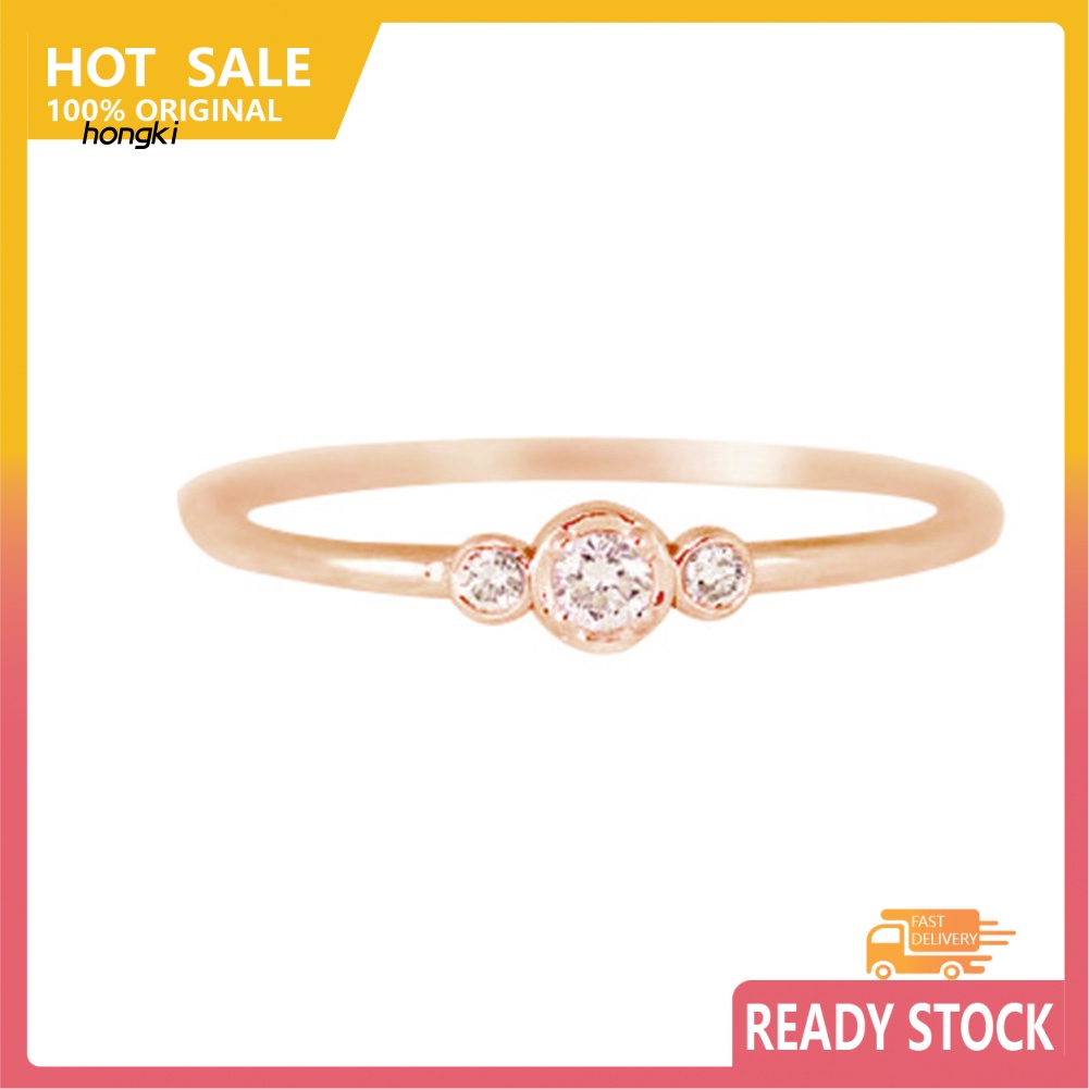 Nhẫn MặT 3 Zircon ĐíNh Kim Cương Giả ThờI Trang Cho Nữ