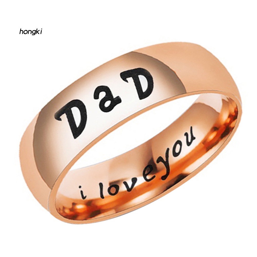Nhẫn Thép Không Gỉ Khắc Chữ Mom Dad Daughter