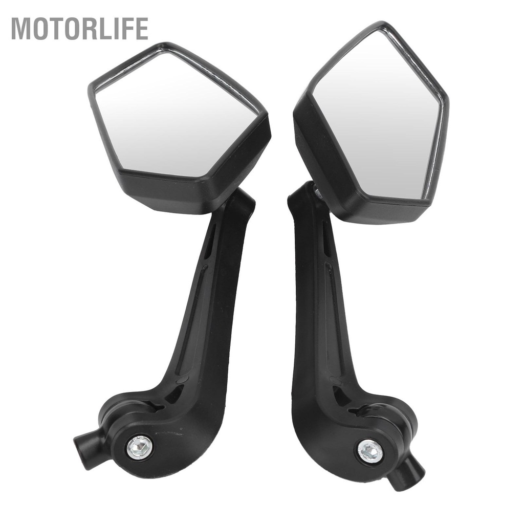 Motorlife Cặp Kính Chiếu Hậu Xe Máy Đen HD Có Thể Xoay Cho Sợi Chỉ 8Mm 10Mm Tay Ga ATV