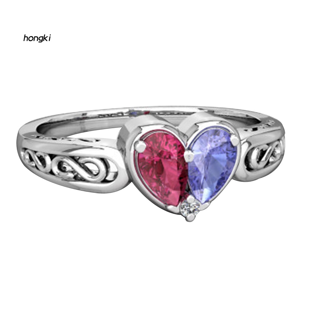 Nhẫn MặT HìNh TráI Tim ĐíNh Đá Ruby Giả ThờI Trang Cho Nữ