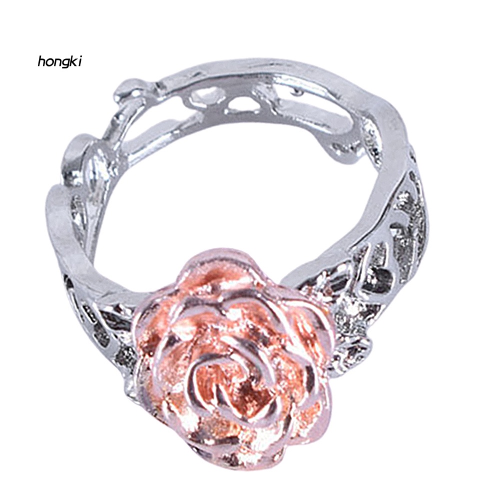 Nhẫn Hoa HồNg ĐíNh Kim Cương Giả ThờI Trang Cho Nữ