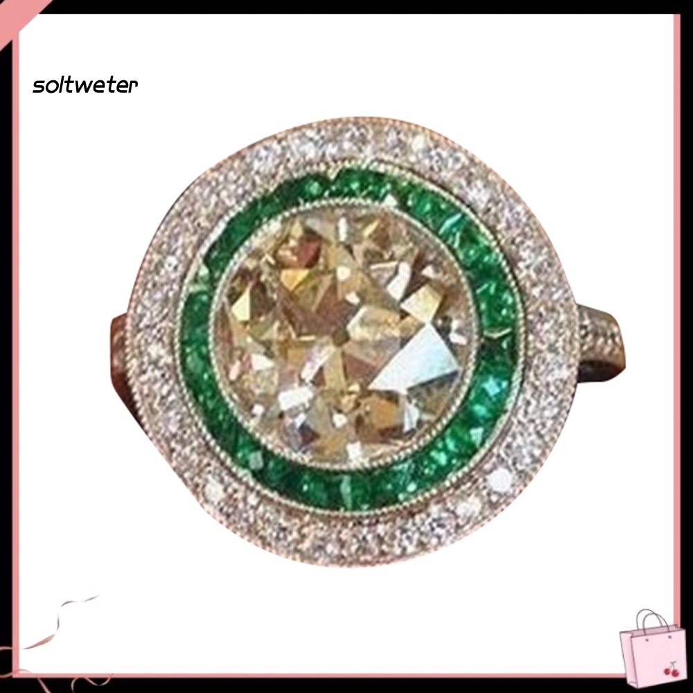 Nhẫn Đính Hôn Đính Đá Tròn Lớn Nhiều Màu Thời Trang Cho Nữ