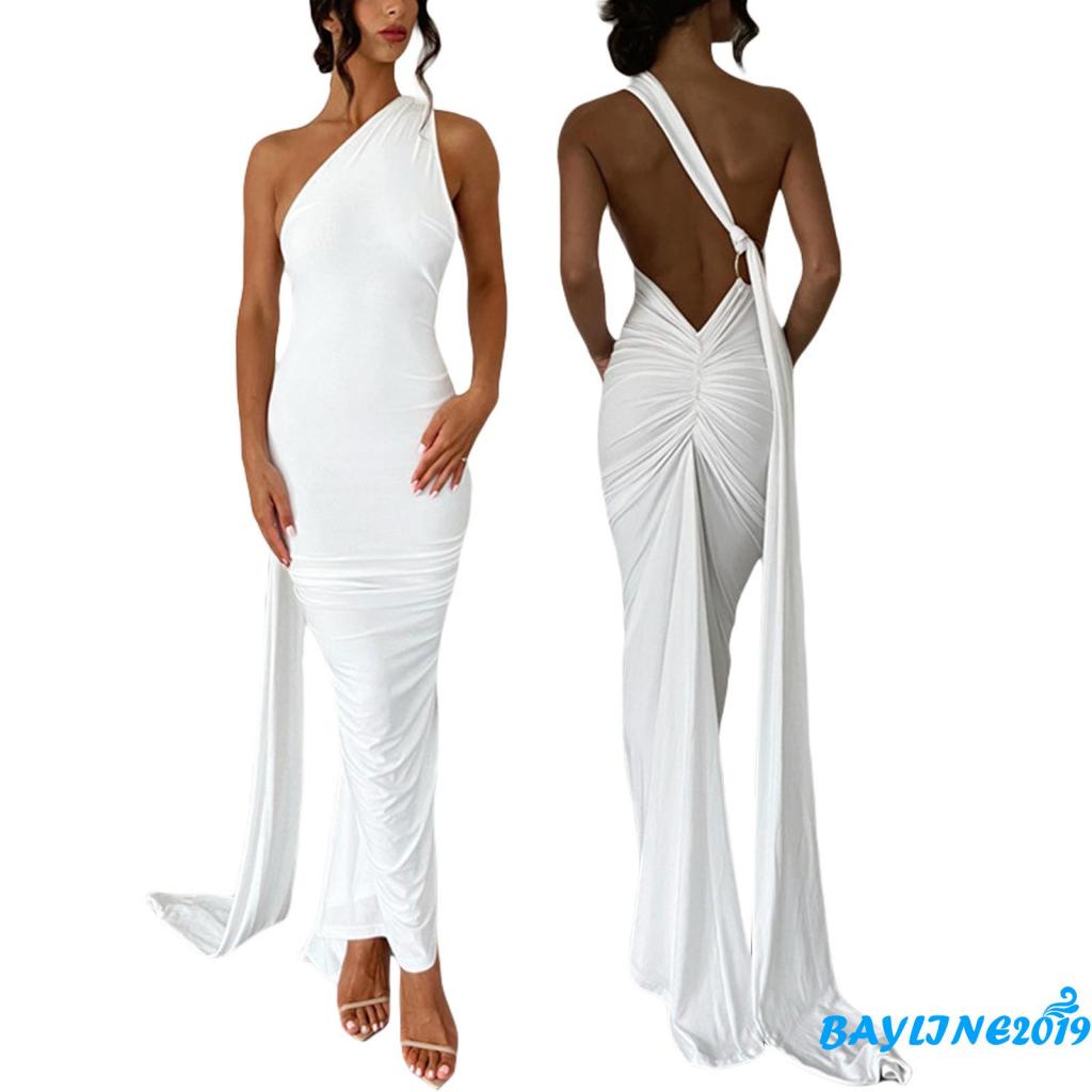 Đầm Dài Hai Dây Dáng Ôm Màu Trơn Thời Trang Mùa Hè Quyến Rũ Cho Nữ