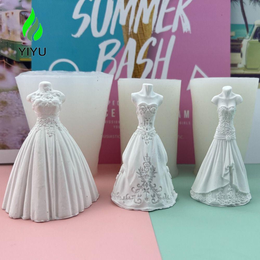 YIYU Khuôn Silicone Làm Nến Thơm Hình Đầm Cưới Lãng Mạn Không Mùi