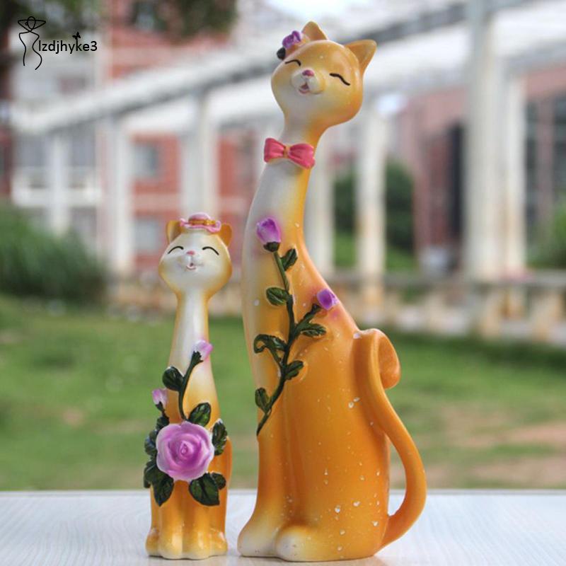 Bộ 3 Tượng Mèo Bằng Nhựa Resin Sơn Thủ Công Dễ Thương Sáng Tạo Trang Trí Nhà Hàng / Văn Phòng / Bàn Làm Việc