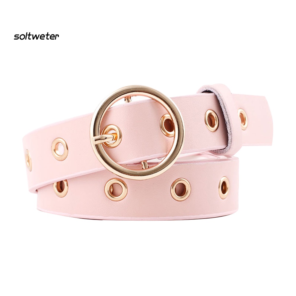 Thắt Lưng Giả Da Khóa Tròn Có Thể Điều Chỉnh Thời Trang Cho Nữ