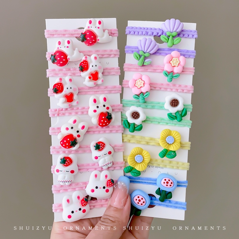 Set 10 Dây Buộc Tóc Cao Su Nylon Co Giãn Mẫu Mới Cho Bé Gái