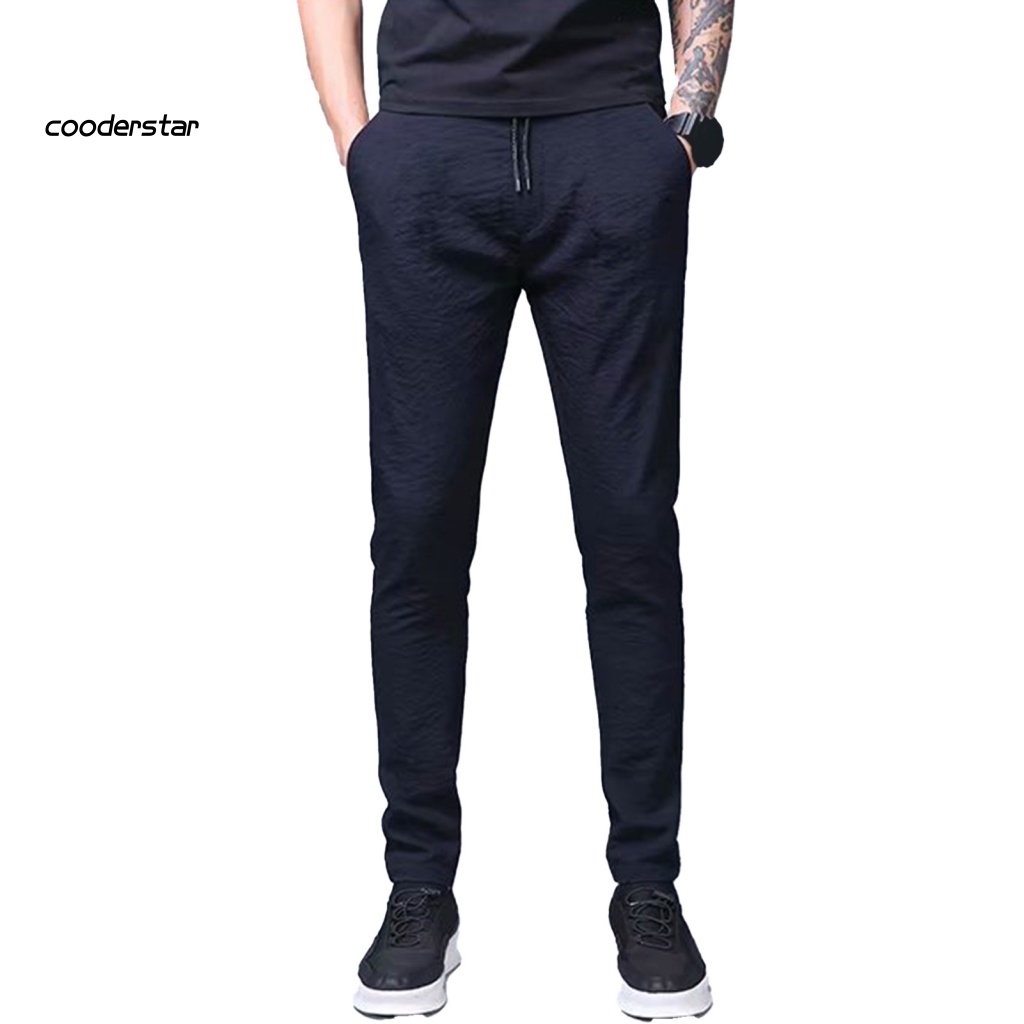 Quần Dài Ống Đứng Vải Lụa Mát Mỏng Phối Dây Rút Thời Trang Mùa Hè Cho Nam