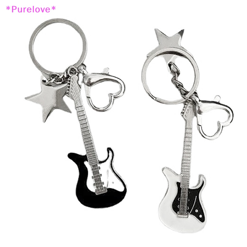 Móc Khóa Hình Đàn Ghi Ta Y2k / Ngôi Sao / Trái Tim Phong Cách Vintage Thời Trang 2023 Mới