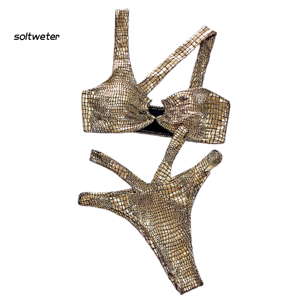 Bộ Bikini 2 Mảnh Hở Lưng Có Mút Đệm Họa Tiết Da Rắn Quyến Rũ Dành Cho Nữ