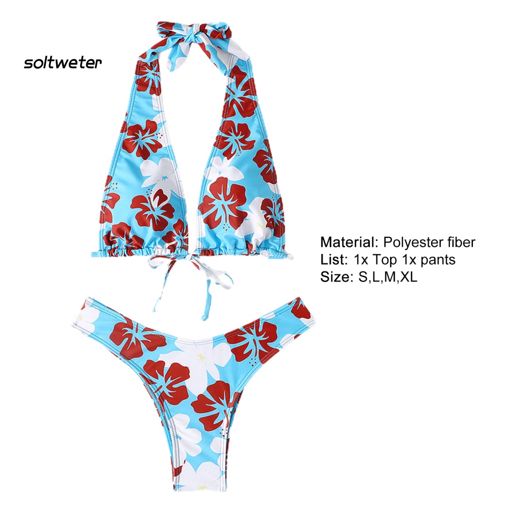 Bộ Đồ Bơi Bikini Hở Lưng Họa Tiết Hoa Thoáng Khí Có Thể Điều Chỉnh Cho Nữ