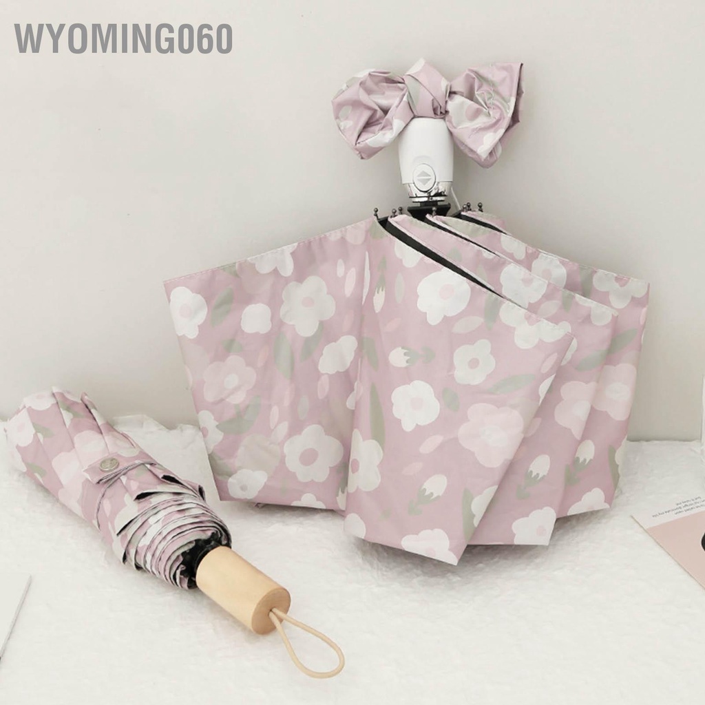 Wyoming060 Ô Tự Động Hoa Nhỏ Phong Cách Dù Che Nắng Chống Tia UV Gấp Đi Mưa Thấm Nước