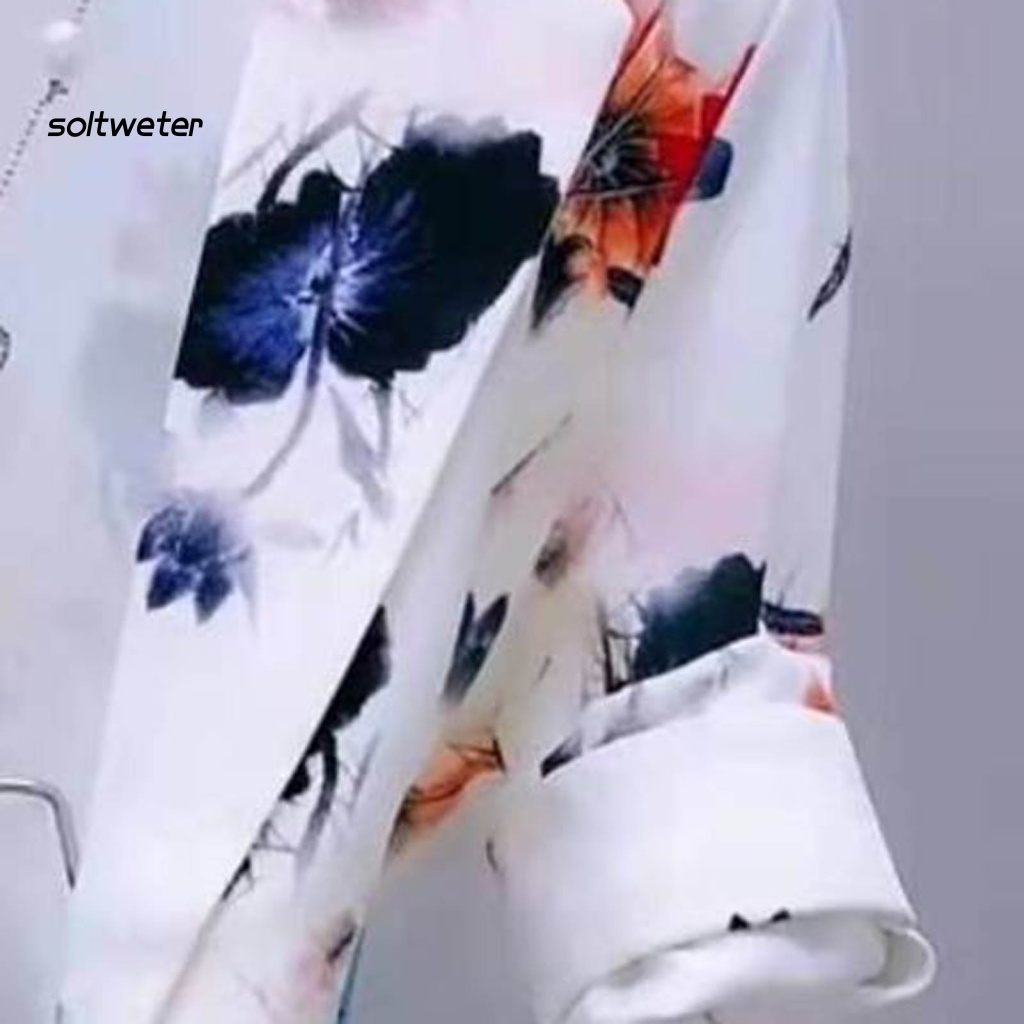 Áo Khoác Blazer Mỏng Cài Nút Tay Dài Có Túi In Họa Tiết Mực In Thanh Lịch Cho Nữ