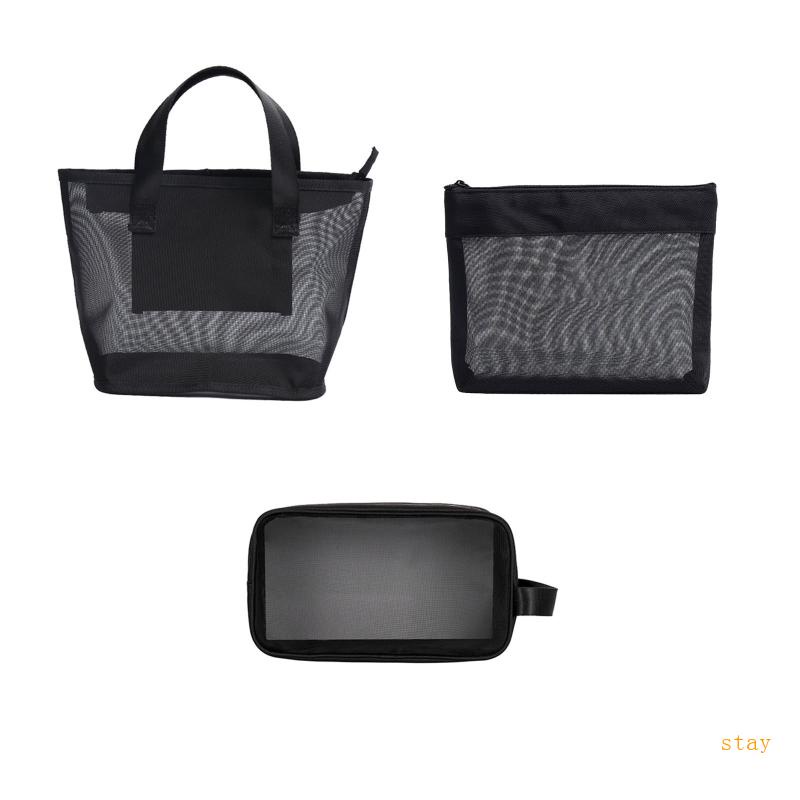 Túi Lưới Đựng Mỹ Phẩm Có Khóa Kéo Và Tay Cầm Tiện Dụng