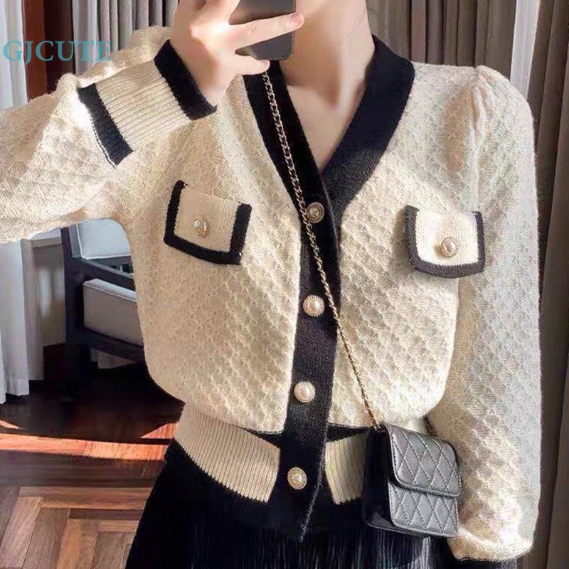 Áo Khoác Cardigan Dệt Kim Cổ Chữ V Phong Cách Retro Cho Nữ