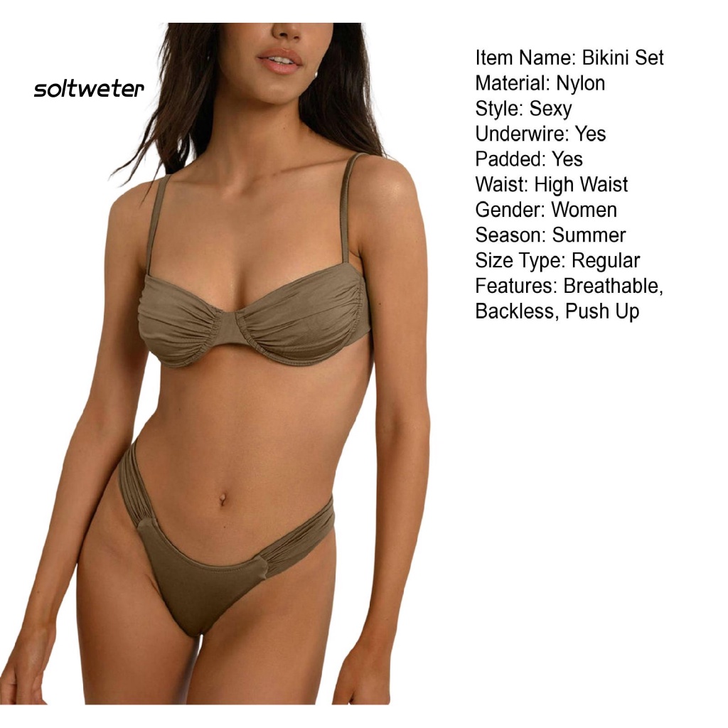 Bộ Đồ Bơi 2 Mảnh Lưng Cao Có Mút Đệm Ngực Thời Trang Mùa Hè Dành Cho Nữ