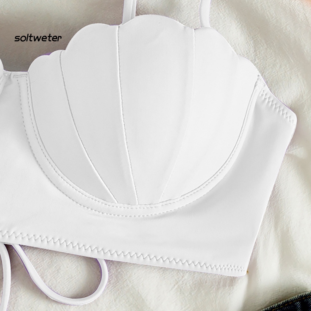 Áo Bơi Hai Dây Có Mút Nâng Ngực Màu Sắc Đơn Giản Cho Nữ