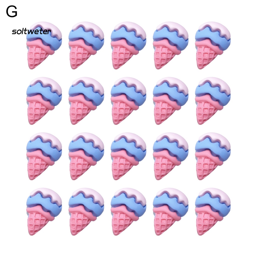 Bộ 20 Phụ Kiện Trang Trí Móng Tay / Điện Thoại Hình Cây Kem 3D Nhiều Màu DIY