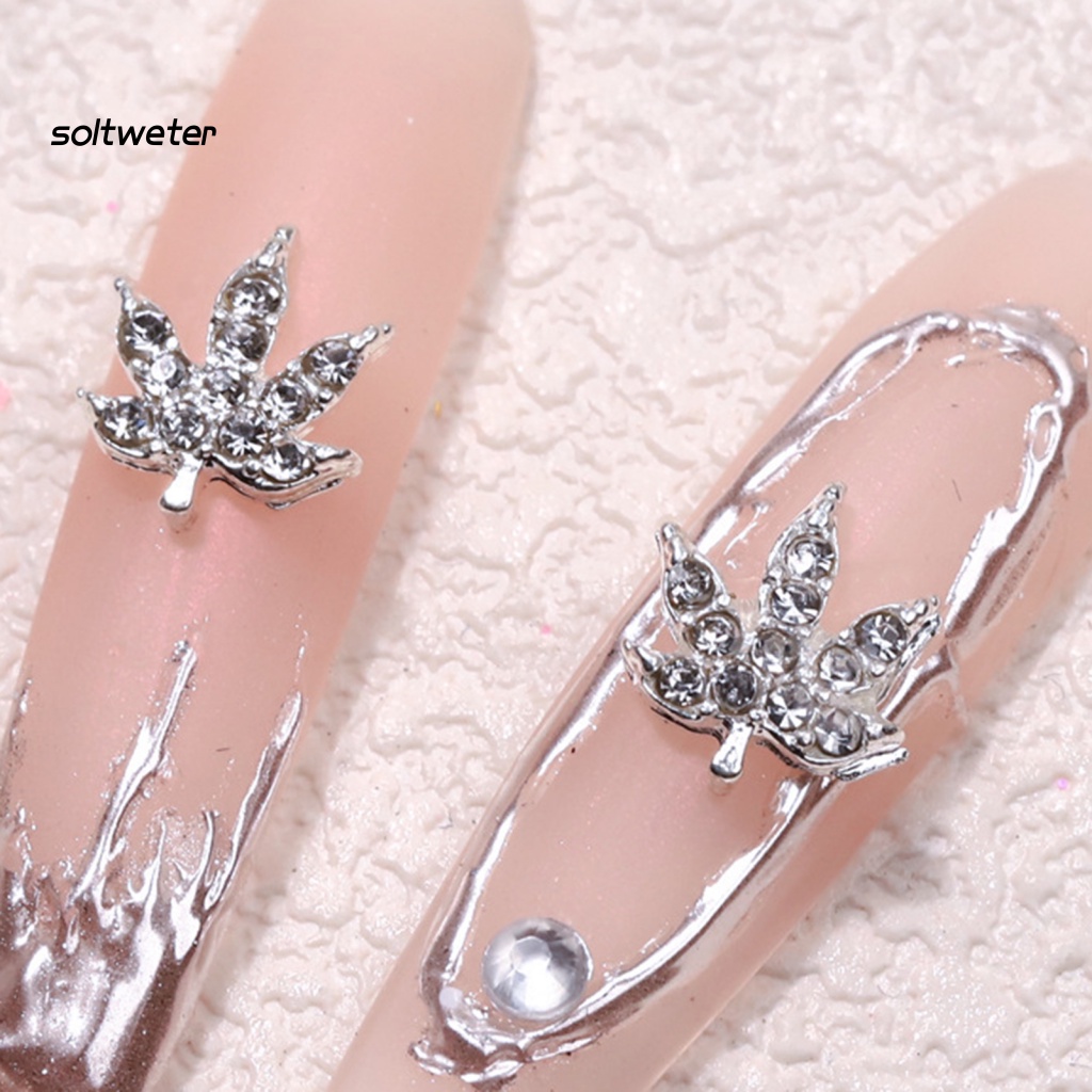 Bộ 10 Miếng Dán Trang Trí Móng Tay Hình Lá Phong DIY