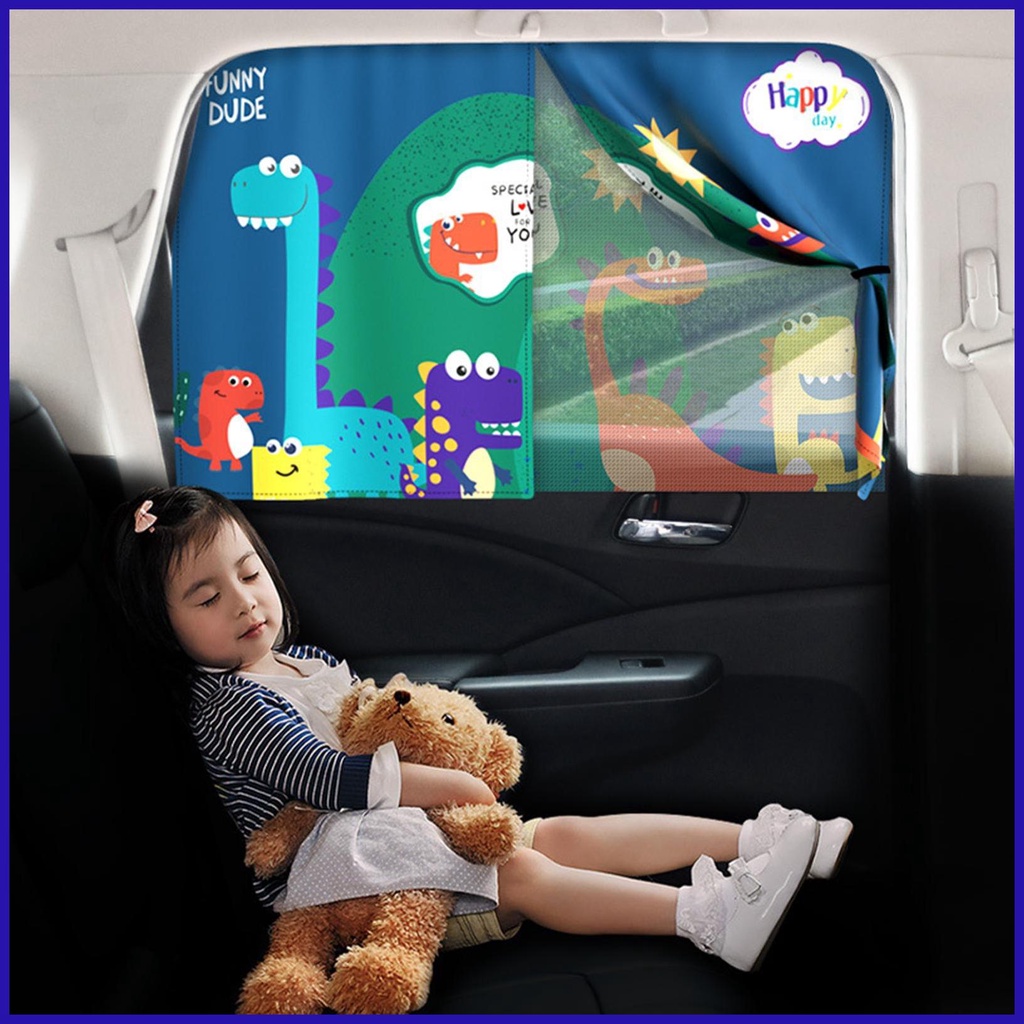 Tấm Che Nắng Từ Tính Họa Tiết Hoạt Hình Dễ Thương Cho Cửa Sổ Xe Hơi