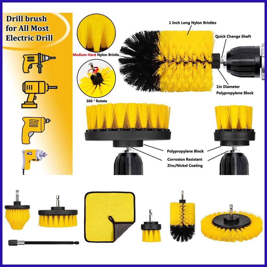 Bộ 7 Bàn Chải Gắn Máy Khoan Vệ Sinh Nhà Tắm Tiện Dụng