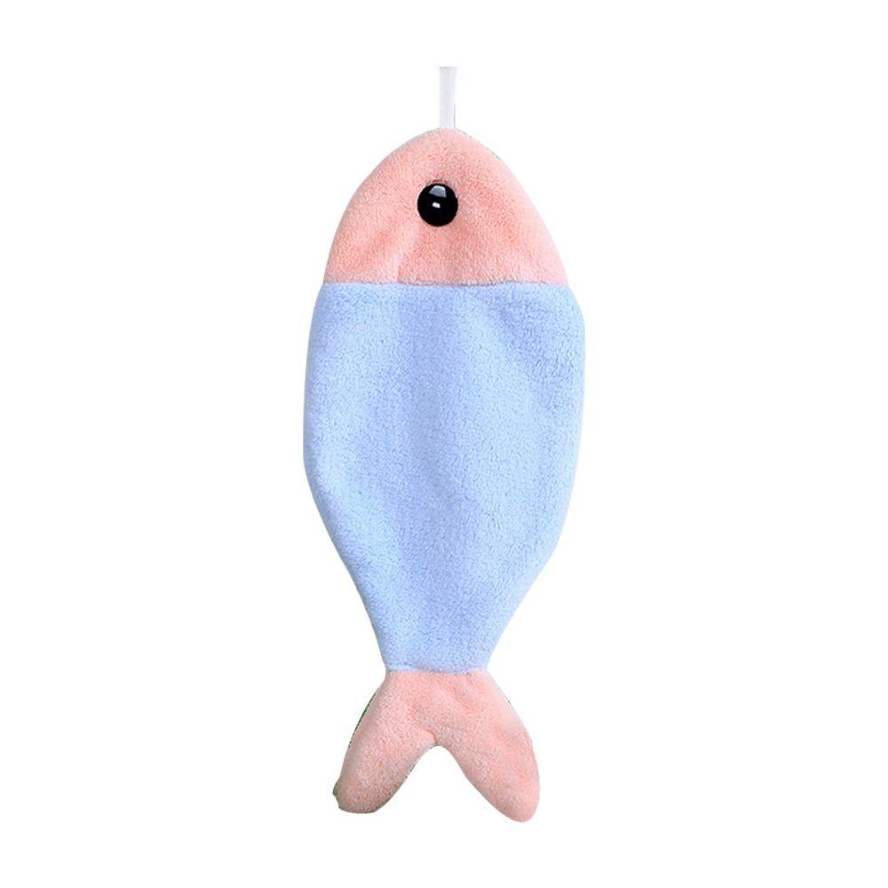 LANFY Khăn Vuông Nhỏ Bằng Nhung San Hô Hình Cá Hoạt Hình Dễ Thương Thấm Hút Tốt Có Thể Tái Sử Dụng