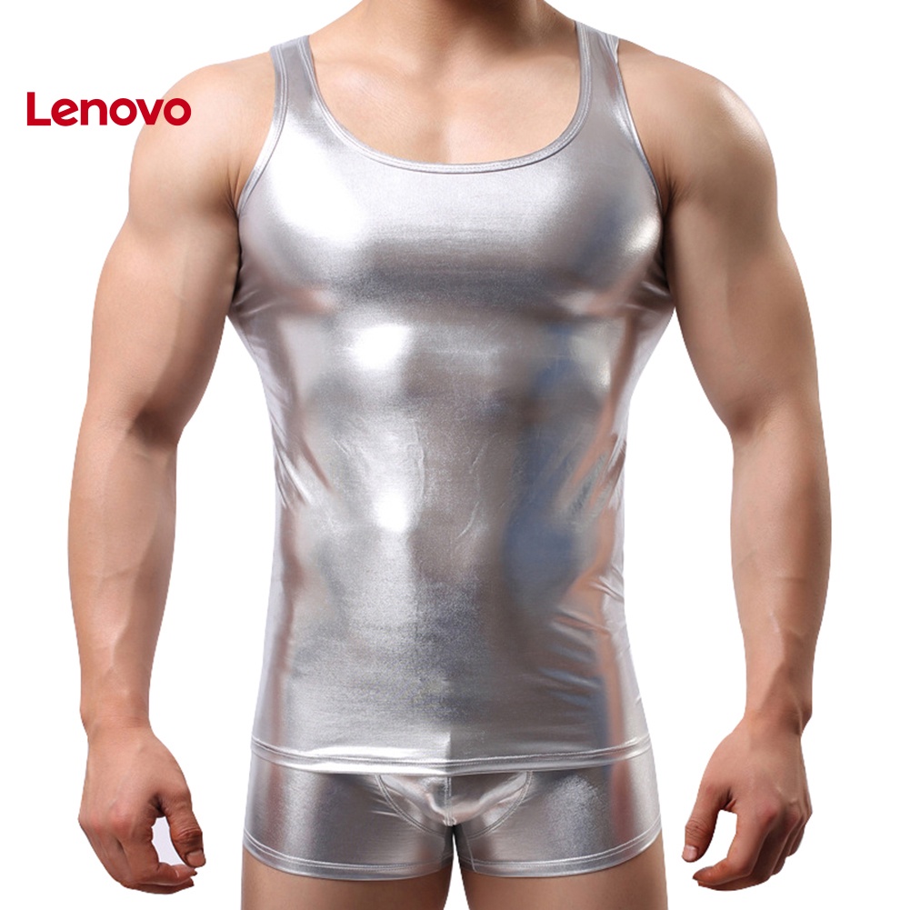 Áo Ba Lỗ Tập Gym Giả Da Họa Tiết Hoa Hướng Dương Màu Trơn Gợi Cảm Cho Nam