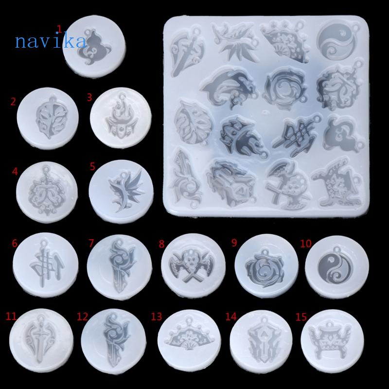 Khuôn Silicone Làm Móc Khóa Bằng Nhựa Resin Phong Cách Trung Hoa