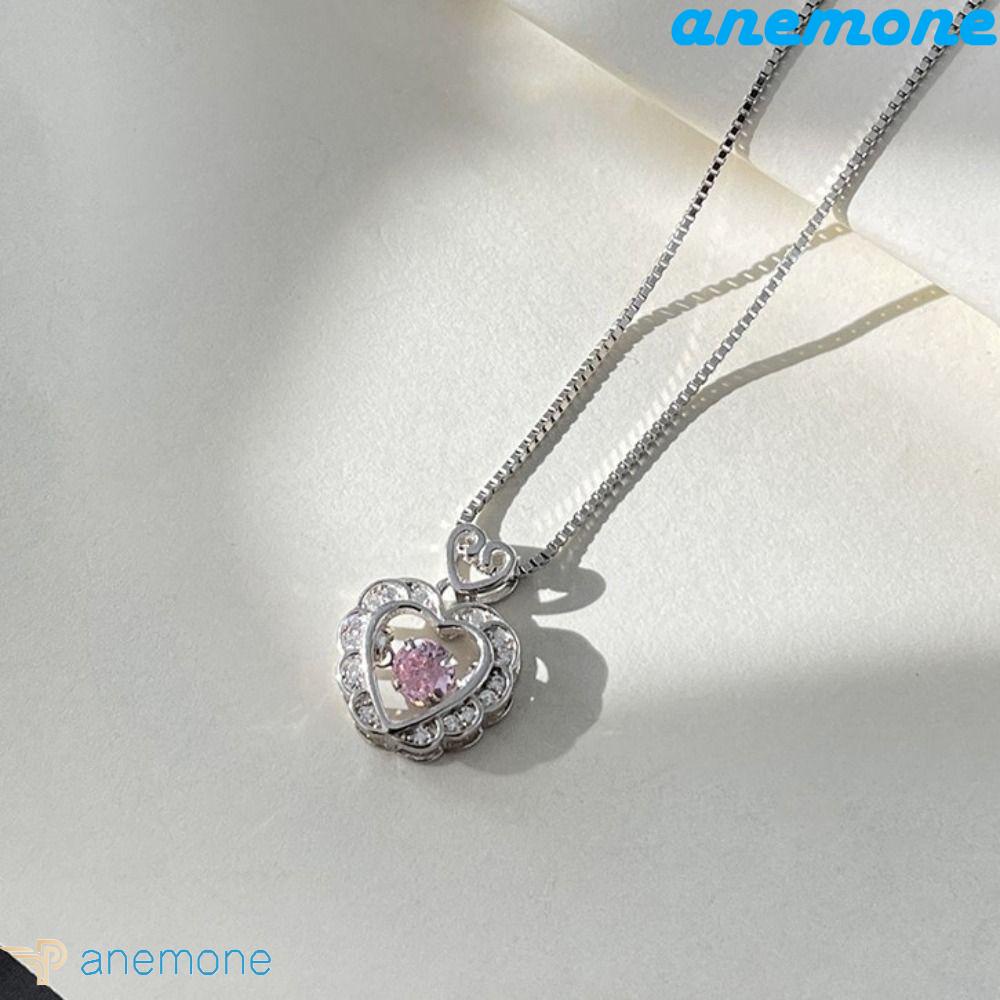 ANEMONE Mặt Dây Chuyền Hợp Kim Hình Trái Tim Màu Hồng / Bạc Tùy Chỉnh Thời Trang Hàn Quốc