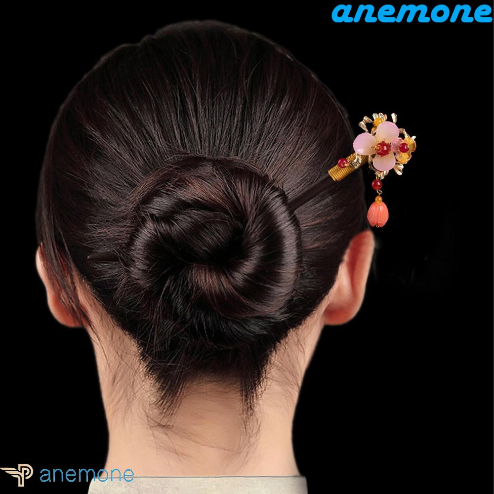 ANEMONE Trâm Cài Tóc Bằng Gỗ Phối Tua Rua Phong Cách Vintage Cho Nữ