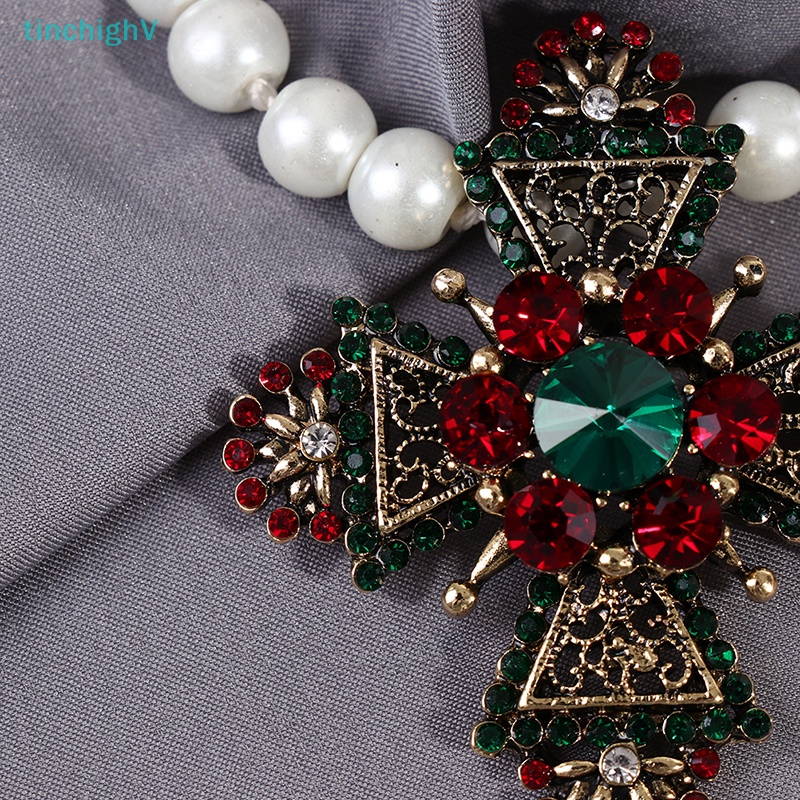 [TinchighV] Trâm Cài Áo Hình Thánh Giá Đính Đá Đỏ Phong Cách Vintage Cho Nữ [Mới]