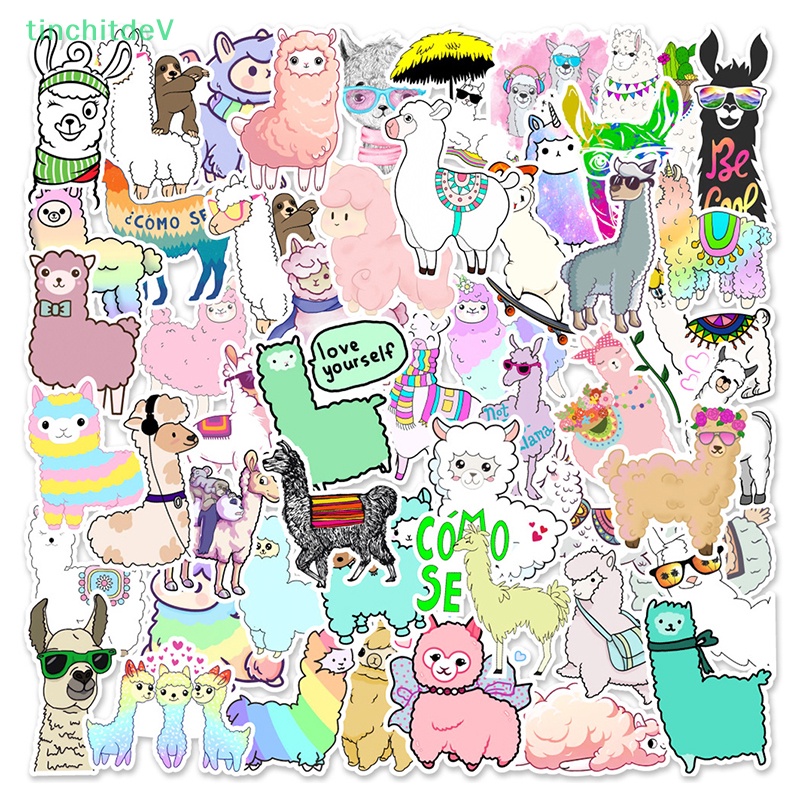 [TinchitdeV] Bộ 50 Miếng Dán Hình Lạc Đà Alpaca Hoạt Hình Đáng Yêu Cho Trẻ Em [Mới]