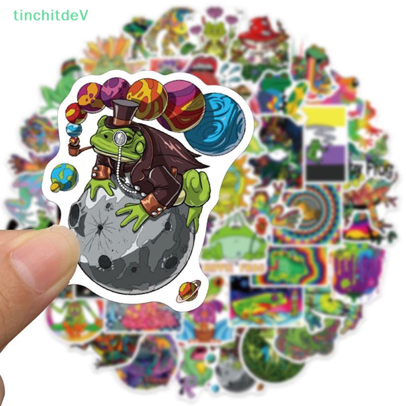 Bộ 50 Miếng Dán Hình Ếch Trang Trí Đàn Guitar / Laptop / Ván Trượt