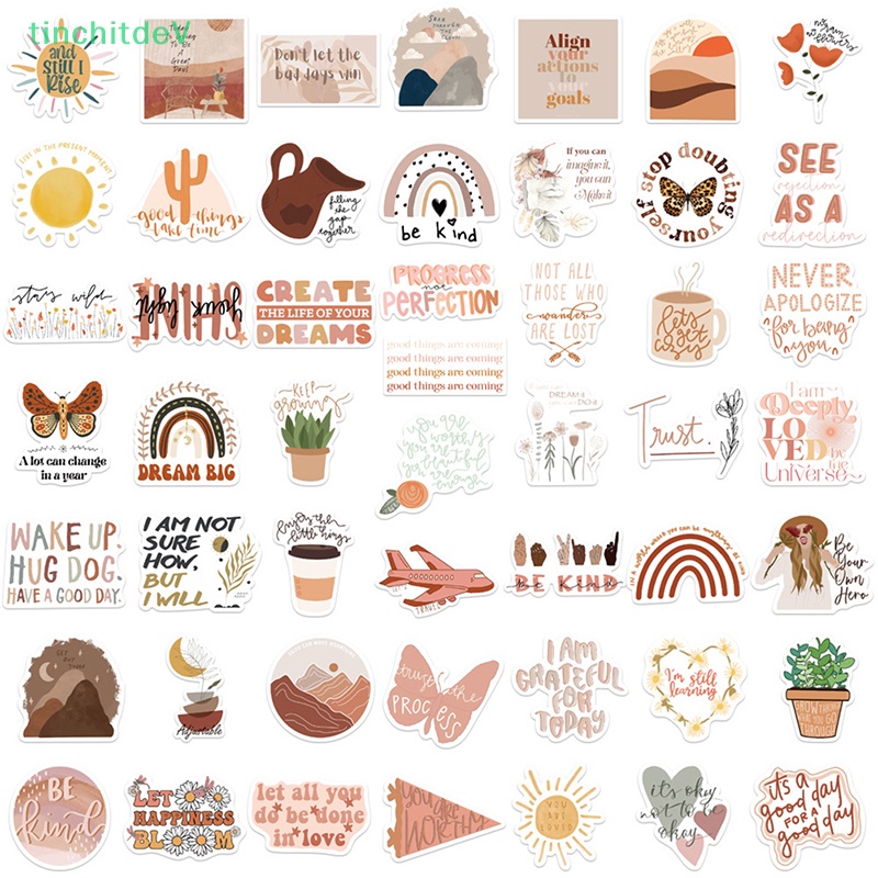 Bộ 50 Miếng Dán Hoạt Hình Graffiti Truyền Cảm Hứng Trang Trí Xe Hơi / Vali / Laptop / Tủ Lạnh DIY