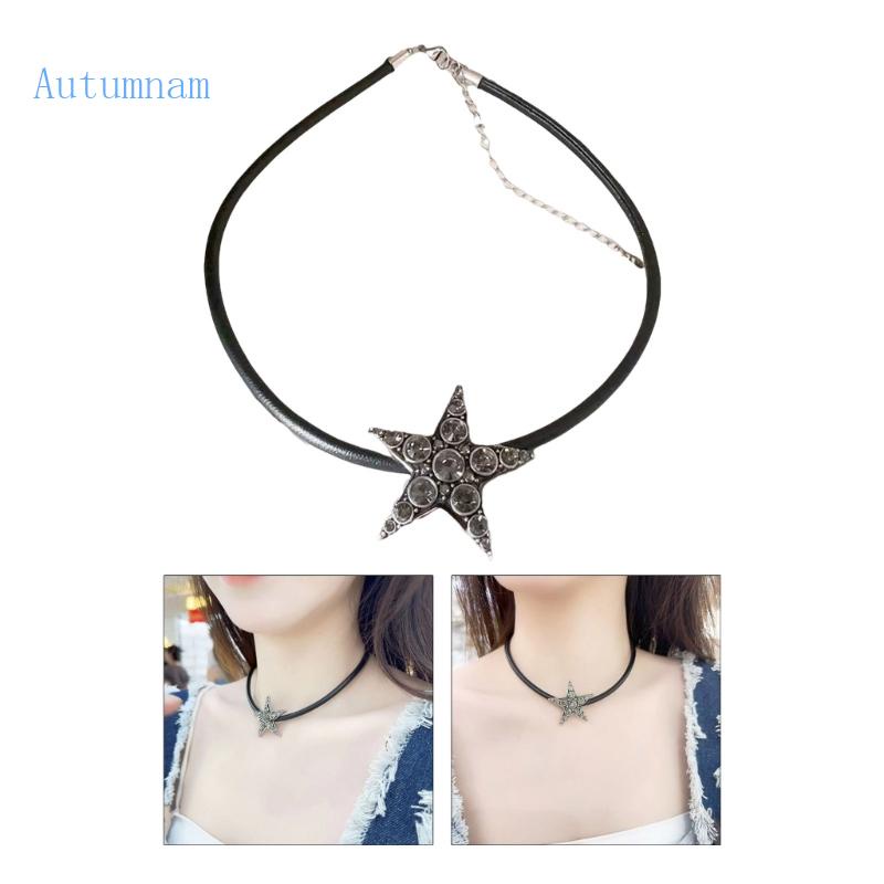 Vòng Cổ Choker Bằng Da PU Hình Ngôi Sao Năm Cánh Độc Đáo Phong Cách Punk Cho Nữ
