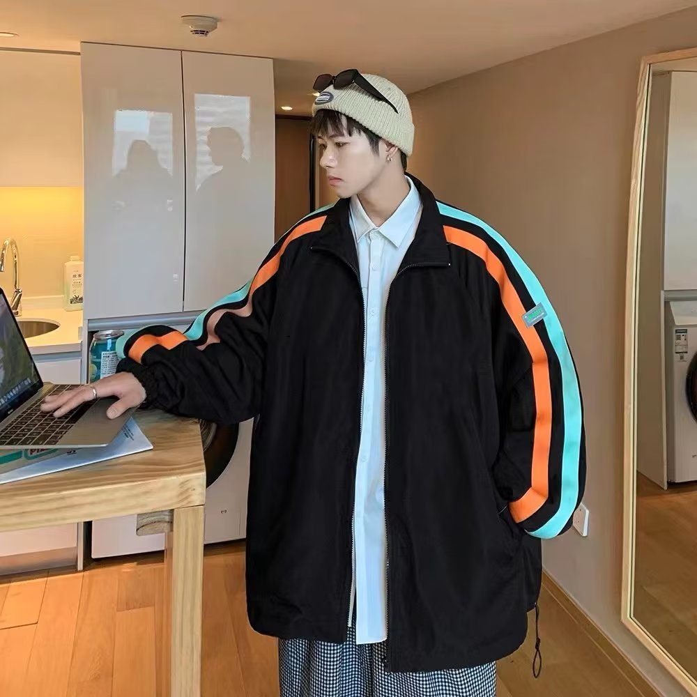 Áo Khoác Thể Thao Dáng Rộng Phối Màu Tương Phản Thời Trang Mùa Xuân Mới Cho Nam