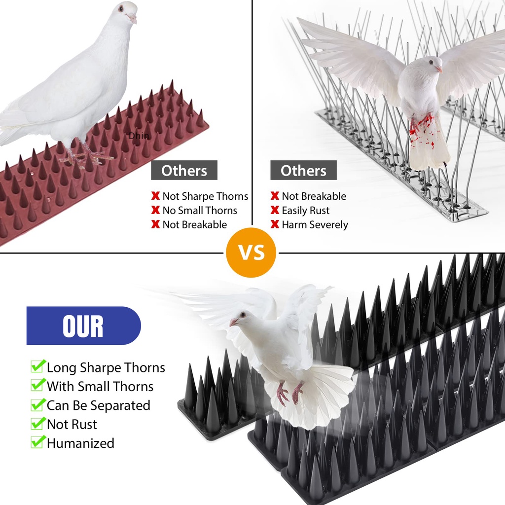 [Dhin] 12 Pcs Bird Spikes Repellent 43CM Defender Spikes for Squirrel Birds Pigeons Repellent Spikes,Plastic Spikes Fence to Defender Birds and Animals on Railing and Roof COD