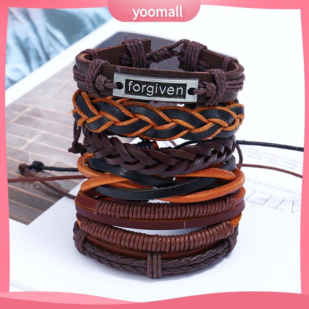 Set 6 Vòng Tay Giả Da Thời Trang Cho Nam